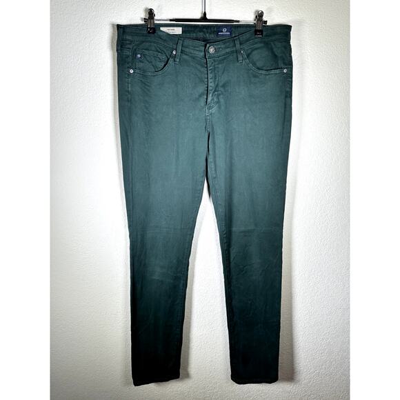 AG The Prima Mid-Rise Cigarette Pants Women’s 30R Forest Green Stretch Velvet - Picture 4 of 15